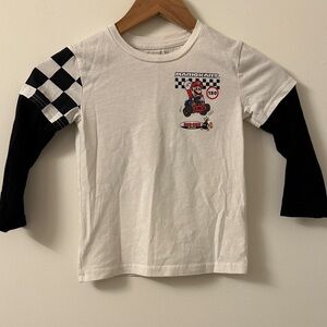 Nintendo White and Black Mario Kart Long Sleeve Tee
